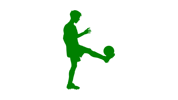 Grüne Grafik eines Fußballers beim Jonglieren eines Balls
